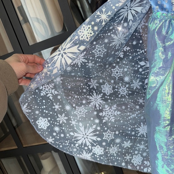 Elsa Disney Frozen princess dress costume cape glitter snowflakes toddler girl - Picture 4 of 8